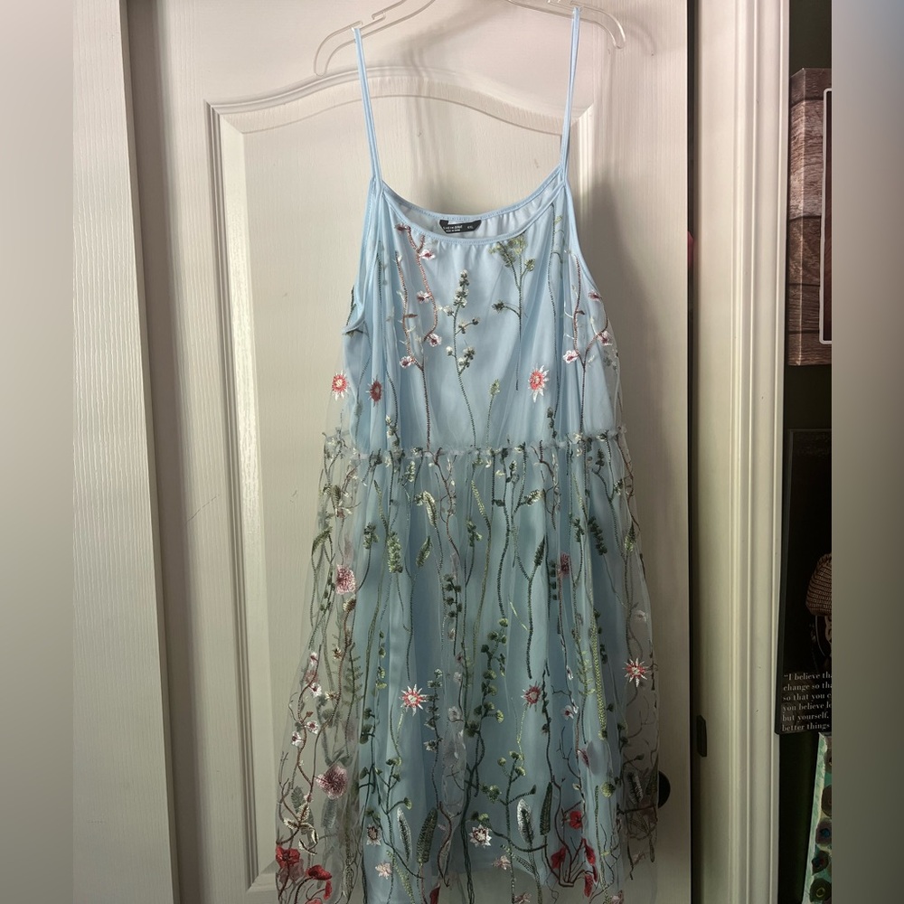 Floral Embroidered Sheer Dress